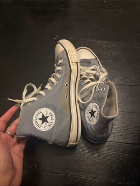 Converse High Top Sneakers in Light Gray-Blue Canvas